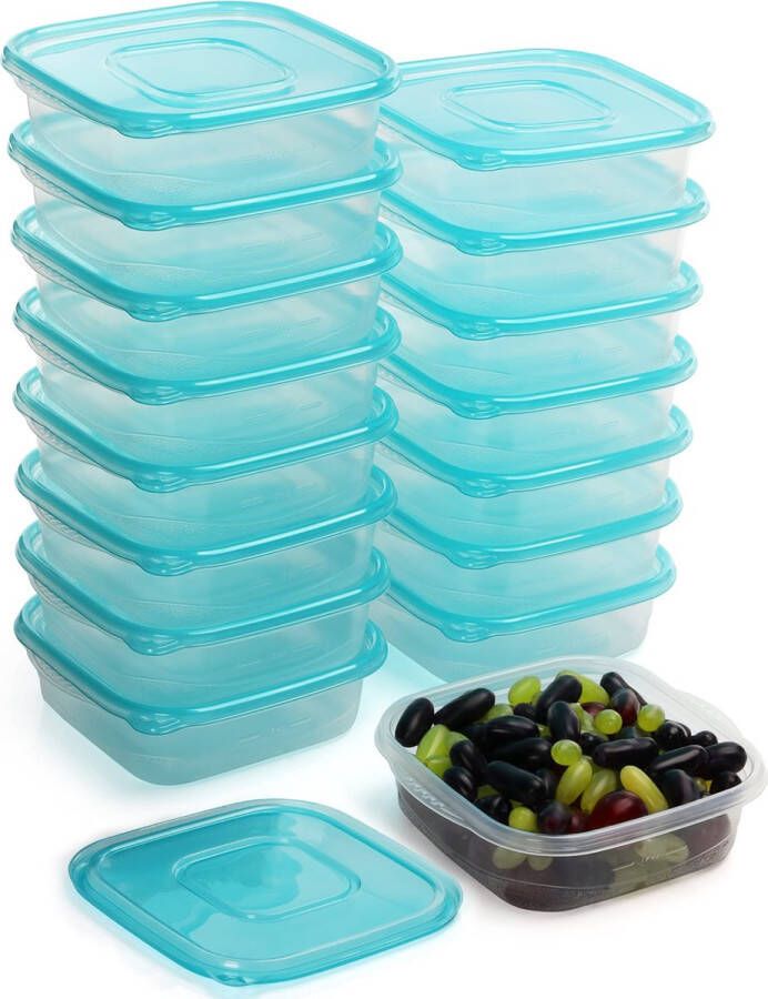FRESHLY CONTAINED Vierkant Plastic Voedsel Containers (16 Pak) 710 ml BPA-Vrij Herbruikbare Opslag Dozen met Deksels Magnetron Diepvries en Vaatwasserbestendig Luchtdichte Bakjes Lunchtrommels