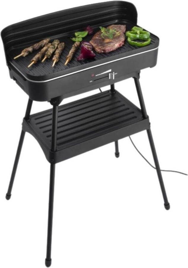 Fritel BBQ 2246 Elektrische barbecue en tafelgrill grilloppervlak 50x25 cm + 2200W + onderstel zwart