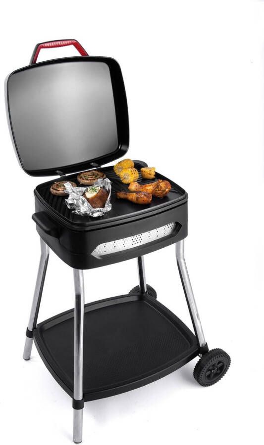 Fritel BBQ 3278 Elektrische barbecue en tafelgrill grilloppervlak 40x36cm + onderstel + deksel + wielen zwart