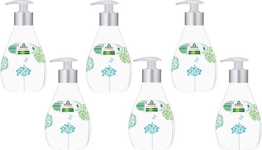 Frosch 6 x 300 ml handzeep met pomp sensitive extra care gevoelige huid geen microplastic geen parabenen