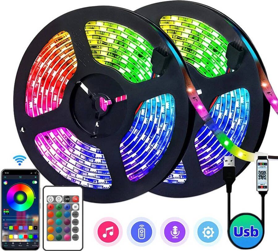 FRST Led strip 30 meter- met afstandbediening- app bediening- bluetooth- Muzieksynchronisatie- smart led light- RGB