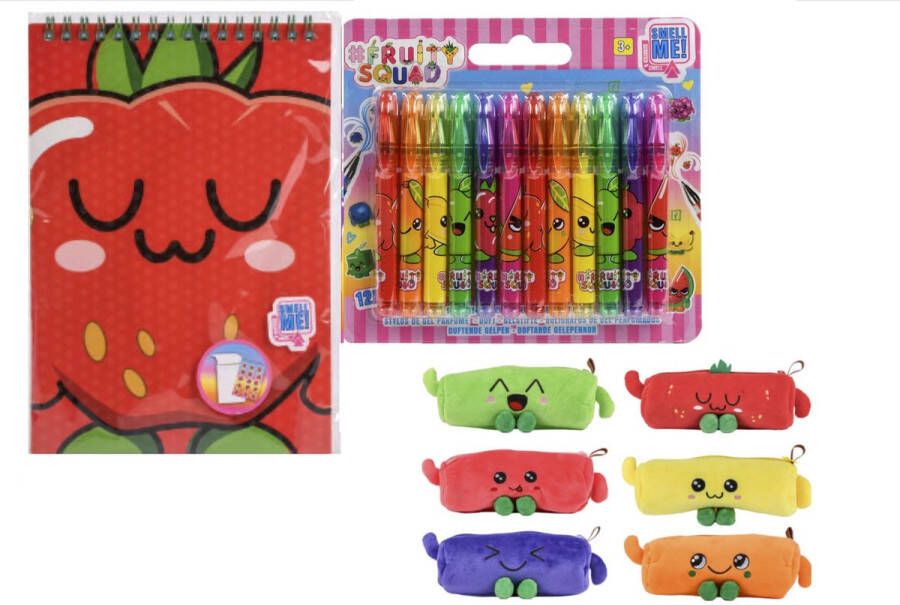 Fruity Squad Fruity-squad 12 mini gelpennen + etui + kleurboek met stickers combi voordeel