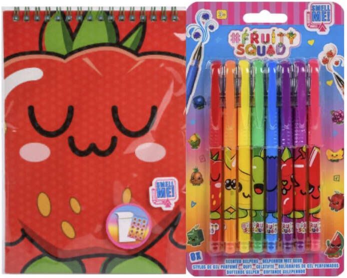 Fruity Squad Fruity-squad 8 gelpennen + kleurboek met sticker voordeel pakket