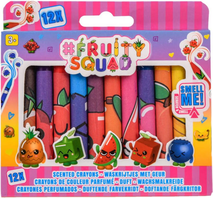 Fruitysquad Krijtjes Met Geur Fruity Squad: 12 Stuks Krijtjes voor Kinderen Fruitgeur Krijtjes Wascokrijt 12 Krijtjes