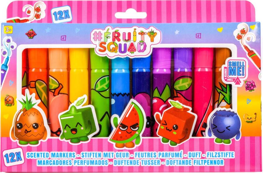 Fruity Squad Stiften Met Super Brede Punt Met Geur 12 Stiften Viltstiften voor Kinderen 12 kleuren Stiften voor Kinderen