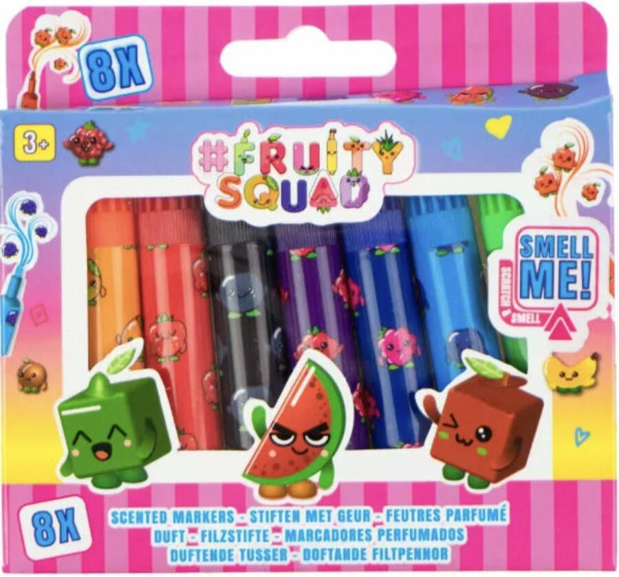 Fruitysquad Mini Stiften met Fruit Geur 8 Stuks Kleine Stiften met Geur Geurstiften Ministiften Fruit Geur Stiften Kleine Stiften Set Merk: Kleuren Tekenen & Schilderen voor Kinderen Geurstiften Tekenen met Geur Smaak