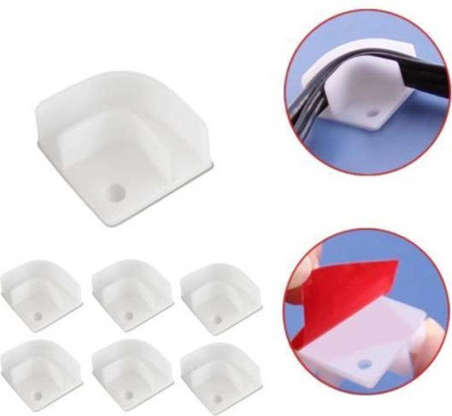 FSW-Products FSW-s 10 Stuks kabel clips Kabel houder hoekjes Kabelbinder Wit Kabelhouders Kabelclips Spijkerclips Kabel organizer Thuiswerken Bureauaccessoires Kabelklemmetjes Zelfklevende kabelhouder Kabel