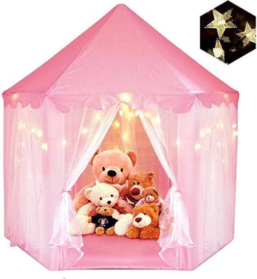 Fuegobird 55 x 53 Princess Castle Game Tent-Girls Playroom-Kinderspeelkamer-Indoor en Outdoor Games-Pink-Wordt geleverd met led-verlichting