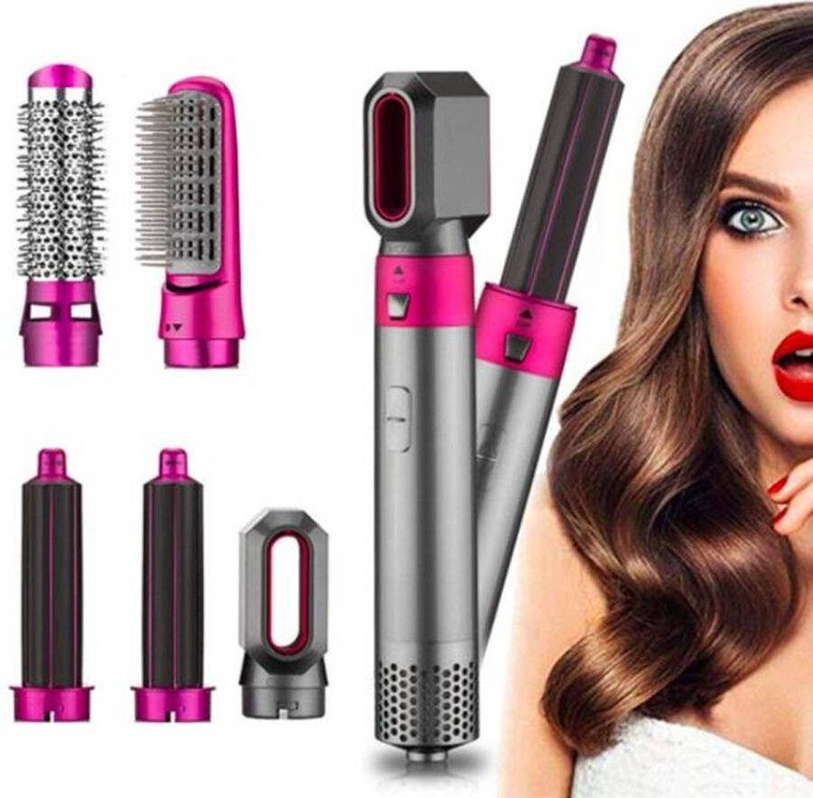 Fuegobird 5in1 Föhnborstels & Krulborstel Föhnen Krullen Steil Maken Styling 1000w Grijs Rood