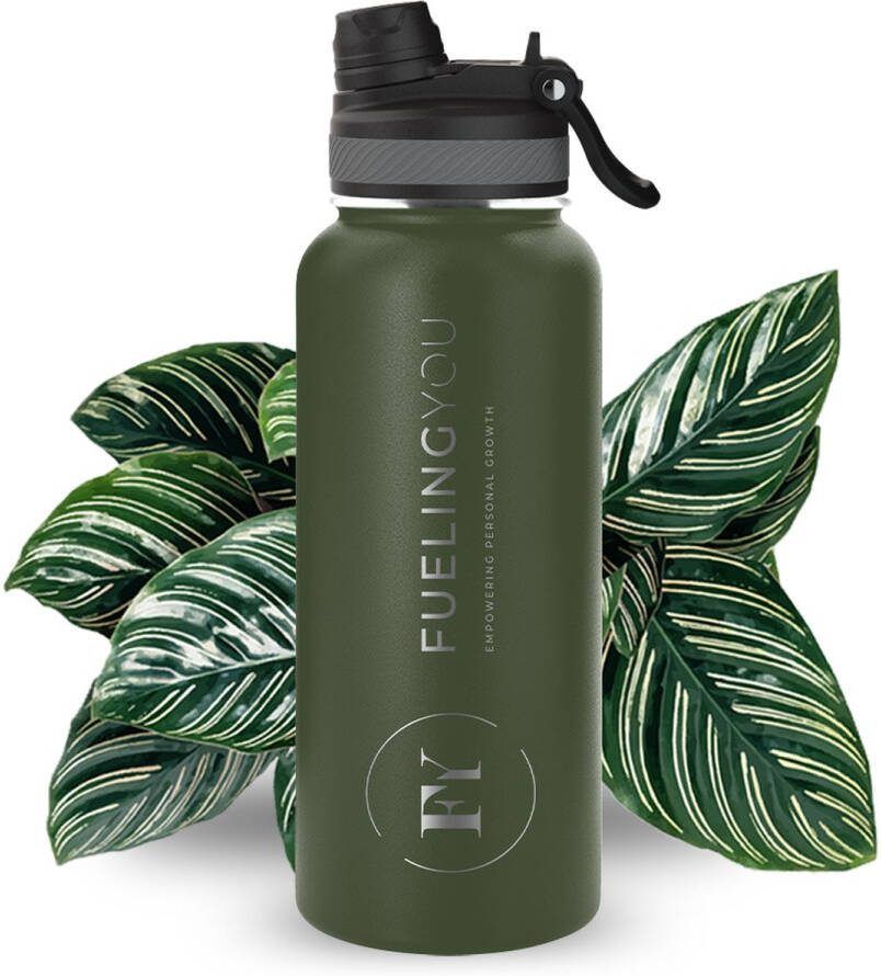 Fueling You Thermo Buddy Large Thermosfles met rietje 950ML Groen