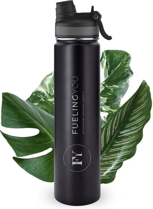 Fueling You Thermo Buddy Medium Thermosfles met rietje 950ML Zwart