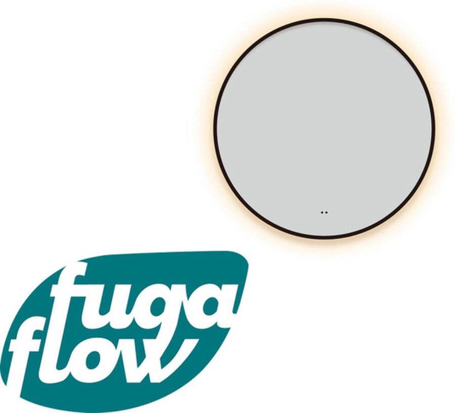 FugaFlow Eccelente Arredo Badkamerspiegel rond diameter 120cm indirecte LED verlichting spiegelverwarming infrarood schakelaar mat zwart