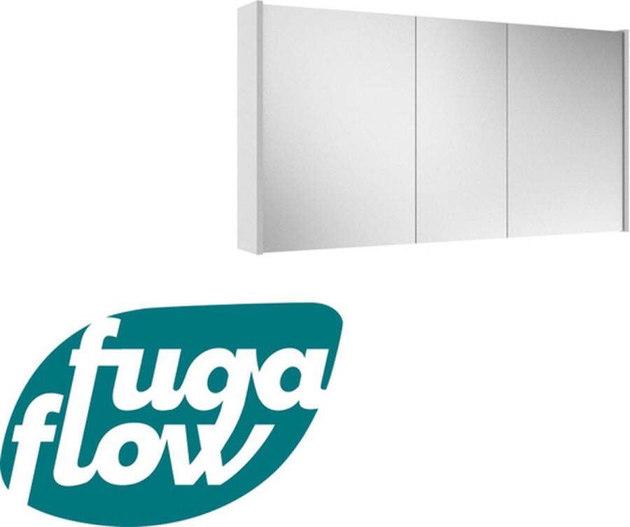 FugaFlow Eccelente Arredo spiegel badkamer spiegelkast 120x63x16cm inclusief zijpanelen mat wit