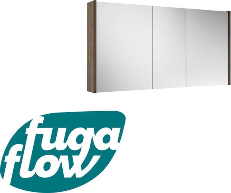 FugaFlow Eccelente Arredo spiegel badkamer spiegelkast 120x63x16cm inclusief zijpanelen noten (hout)