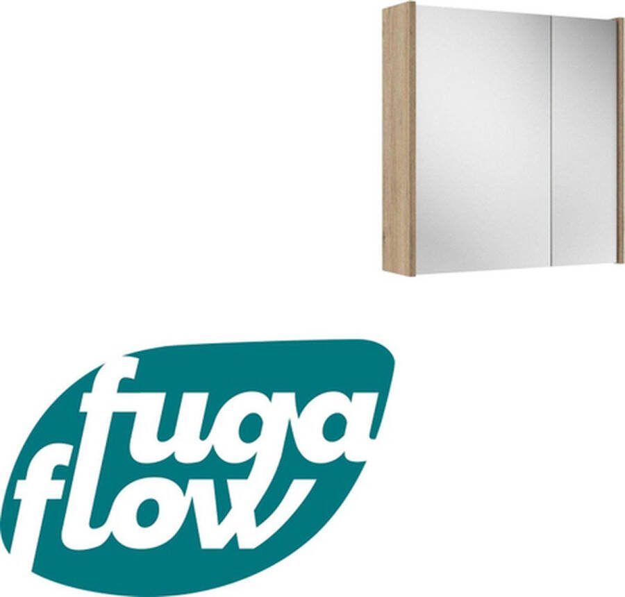 FugaFlow Eccelente Arredo spiegel badkamer spiegelkast 60x63x16cm inclusief zijpanelen Eiken