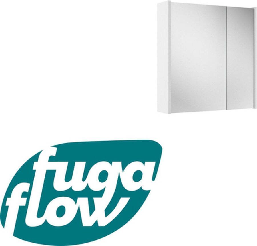 FugaFlow Eccelente Arredo spiegel badkamer spiegelkast 60x63x16cm inclusief zijpanelen mat wit