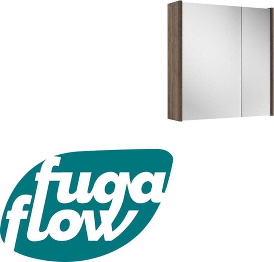 FugaFlow Eccelente Arredo spiegel badkamer spiegelkast 60x63x16cm inclusief zijpanelen noten (hout)