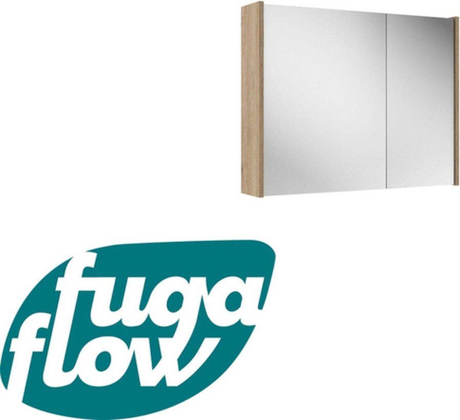 FugaFlow Eccelente Arredo spiegel badkamer spiegelkast 80x63x16cm inclusief zijpanelen kaneel