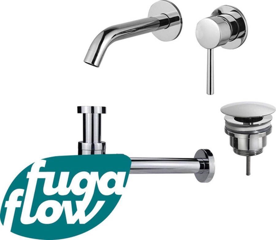 FugaFlow Eccelente Sobrado Badkamer Slim Wastafelkraanset inbouw wastafelkraan always open plug verlaagde design sifon Chroom