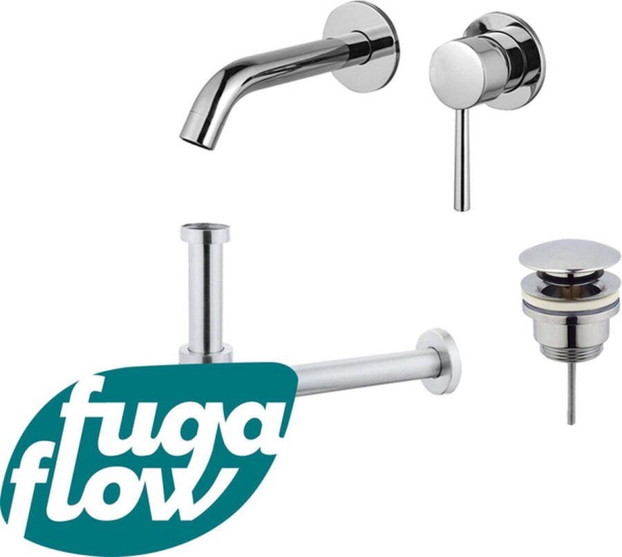 FugaFlow Eccelente Sobrado Badkamer Slim Wastafelkraanset inbouw wastafelkraan klikwaste plug design sifon Chroom