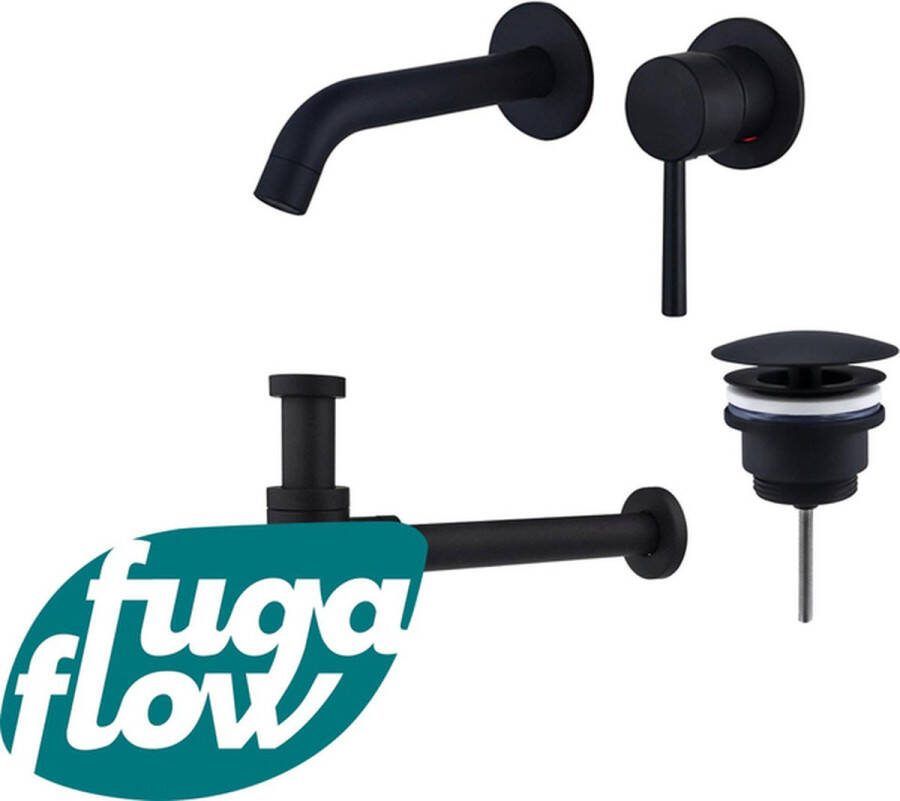 FugaFlow Eccelente Sobrado Badkamer Wastafelkraanset inbouw wastafelkraan always open plug design sifon Mat zwart
