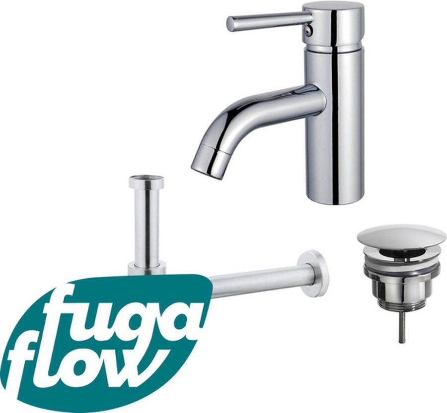 FugaFlow Eccelente Sobrado Badkamer Wastafelkraanset lage wastafelkraan always open plug design sifon Chroom