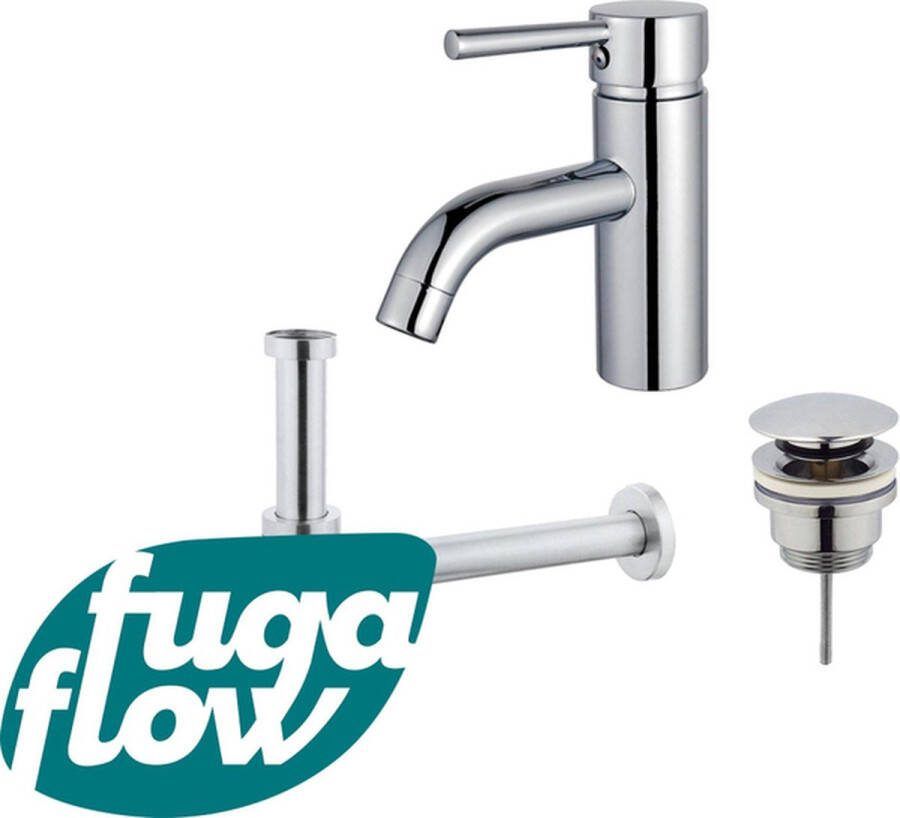 FugaFlow Eccelente Sobrado Badkamer Wastafelkraanset lage wastafelkraan klikwaste plug design sifon Chroom