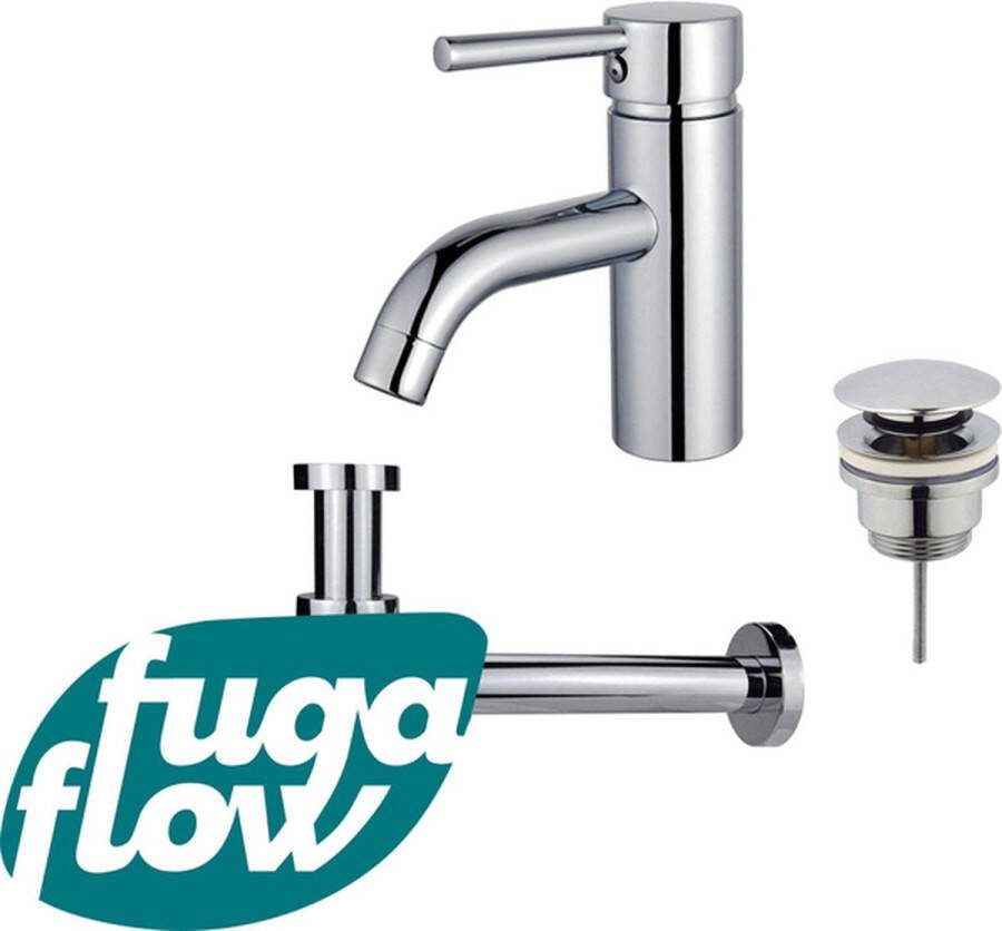 FugaFlow Eccelente Sobrado Badkamer Wastafelkraanset lage wastafelkraan klikwaste plug verlaagde design sifon Chroom