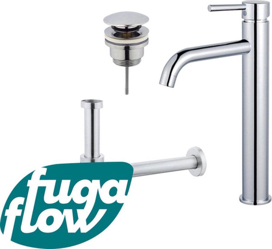 FugaFlow Eccelente Sobrado Badkamer Wastafelkraanset verhoogde wastafelkraan klikwaste plug design sifon Chroom