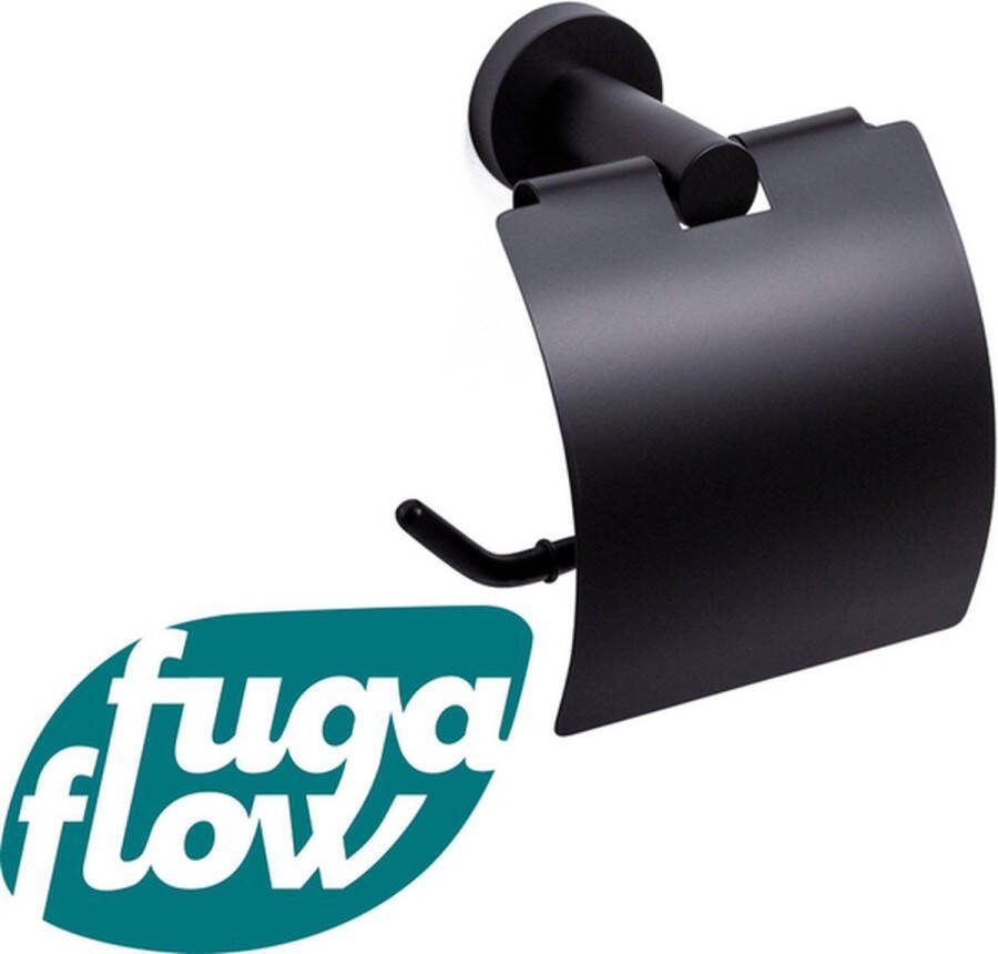 FugaFlow Efficiente Acces Toiletrolhouder met klep rond mat zwart