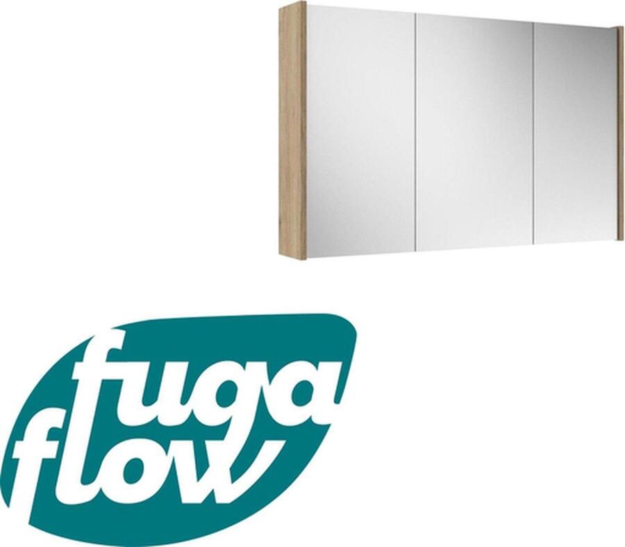 FugaFlow Eccelente Arredo spiegel badkamer spiegelkast 100x63x16cm inclusief zijpanelen kaneel