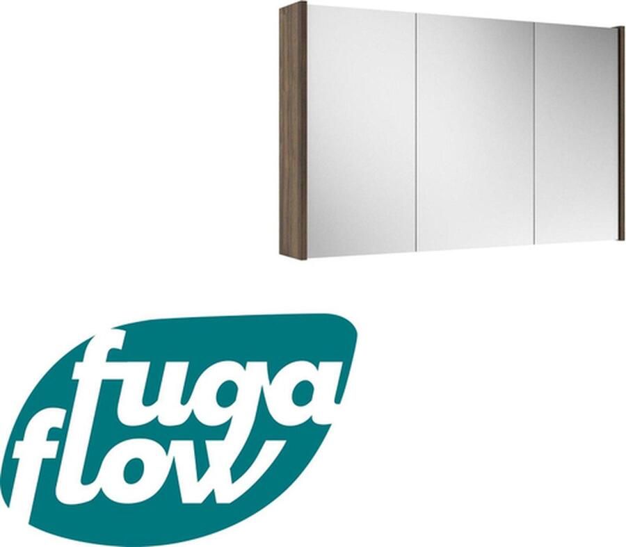 FugaFlow Eccelente Arredo spiegel badkamer spiegelkast 100x63x16cm inclusief zijpanelen noten (hout)