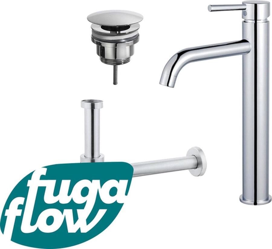 FugaFlow Eccelente Sobrado Badkamer Wastafelkraanset verhoogde wastafelkraan always open plug design sifon Chroom