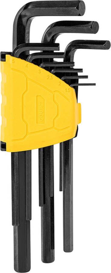 Fuleadture Lange Platte Inbussleutelset 9 Delige Binnenzeskantsleutelset 1.5-10mm