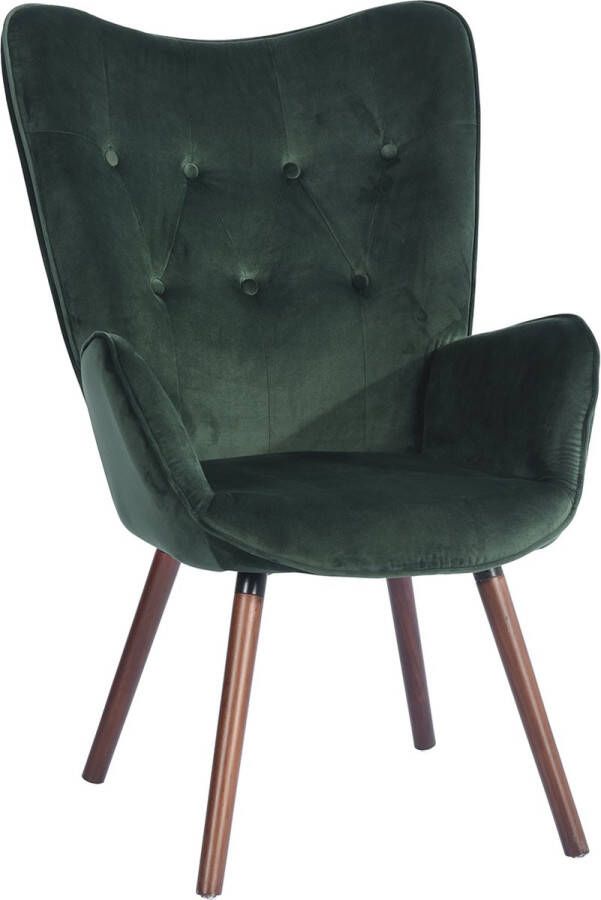 Fuleadture 103.6cm Scandinavisch Design Relaxfauteuil Relaxstoel Comfortabele Velvet Lounge Stoel met Beukenhouten Poten en Armleuning Groen