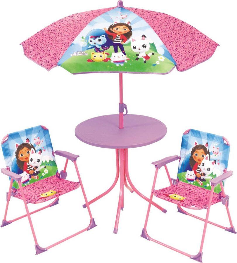 Fun House Gabby's poppenhuis Tuinset 4-delig 2 Stoeltjes + Tafel + Parasol