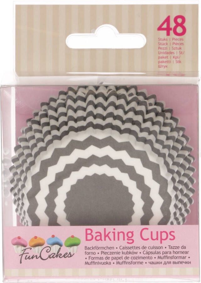 FunCakes Cupcake Vormpjes Muffin Vormpjes Papier Chevron Grijs pk 48