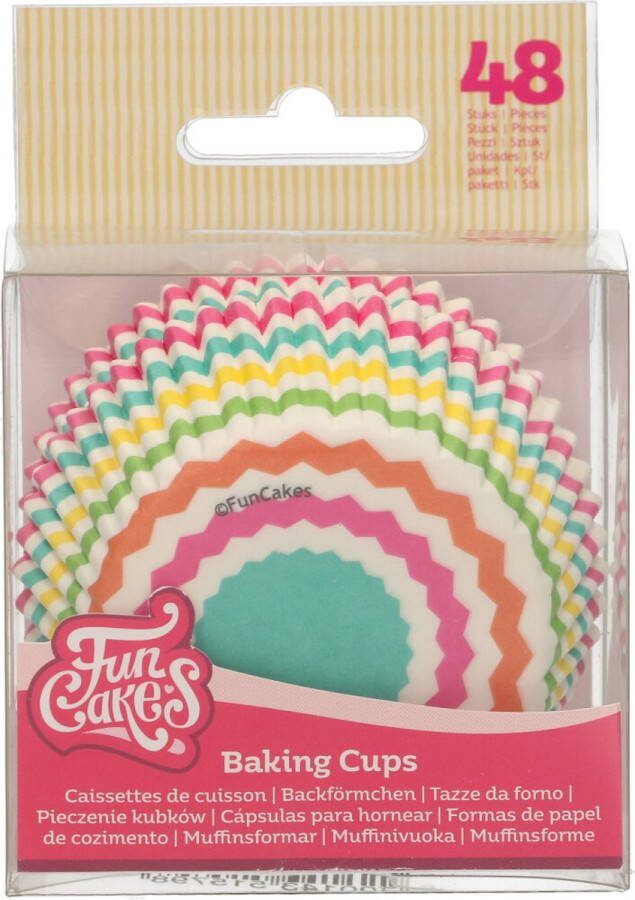FunCakes Baking Cups Kleurrijk Chevron 48 Stuks Cupcake Vormpjes Papier