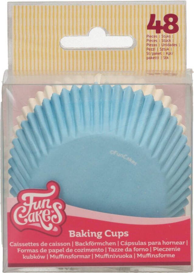 FunCakes Baking Cups Lichtblauw Wit 48 Stuks Cupcake Vormpjes Papier