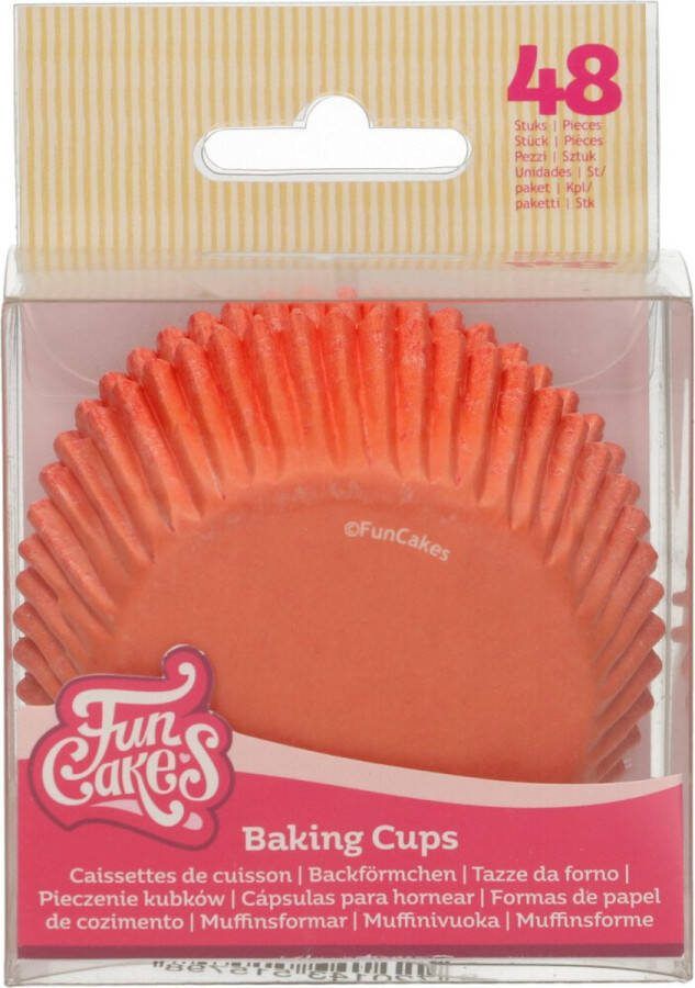 FunCakes Baking Cups Oranje 48 Stuks Cupcake Vormpjes Papier