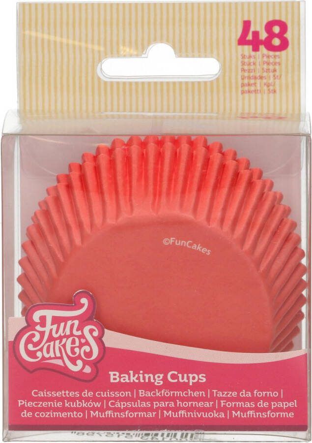 FunCakes Baking Cups Rood 48 Stuks Cupcake Vormpjes Papier