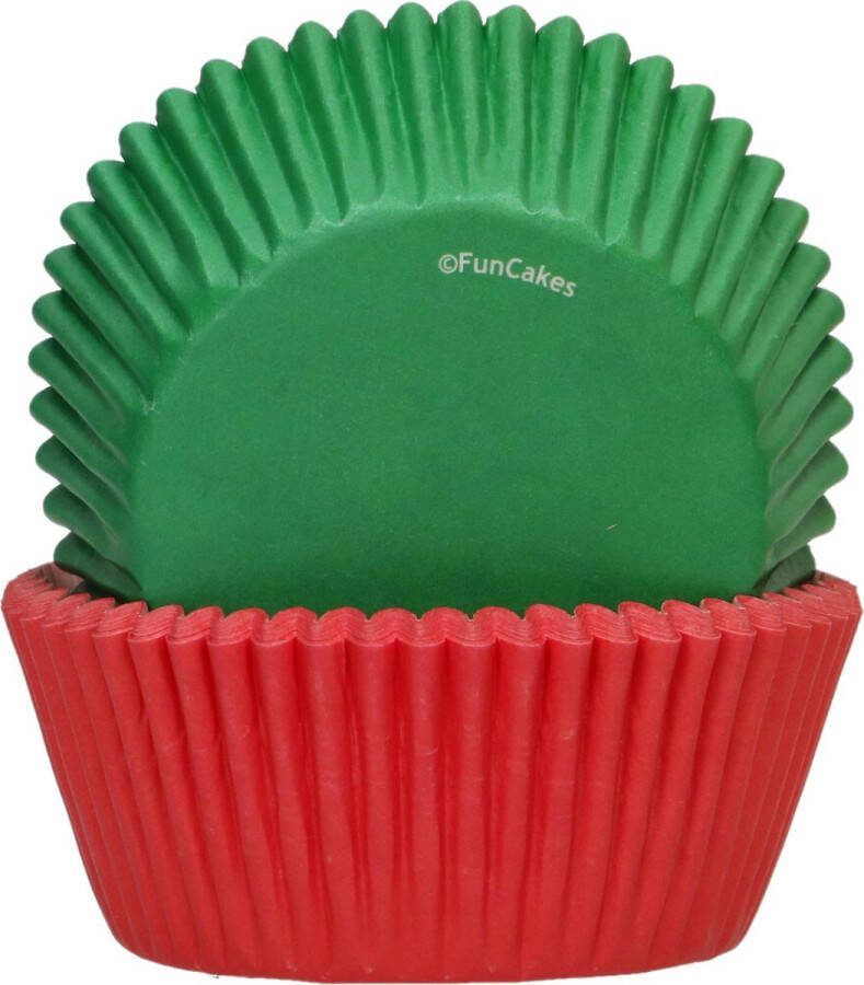 FunCakes Baking Cups Rood Groen 48 Stuks Cupcake Vormpjes Papier