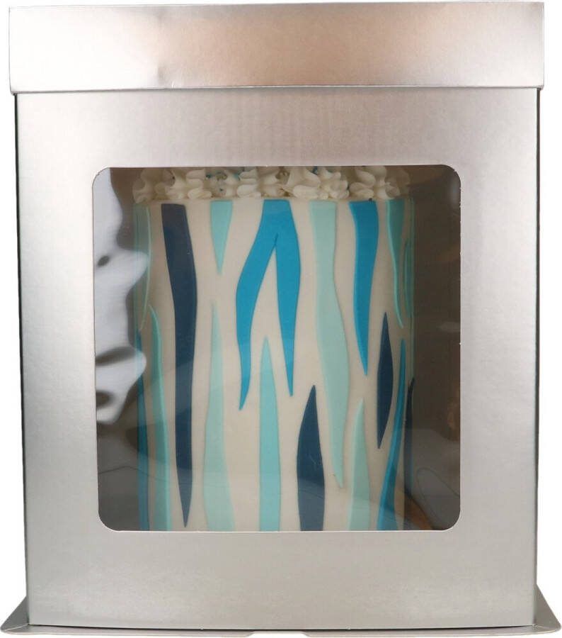 FunCakes Taartdoos Papier met Venster voor Hoge Taarten Zilver 21 x 21 x 235 cm