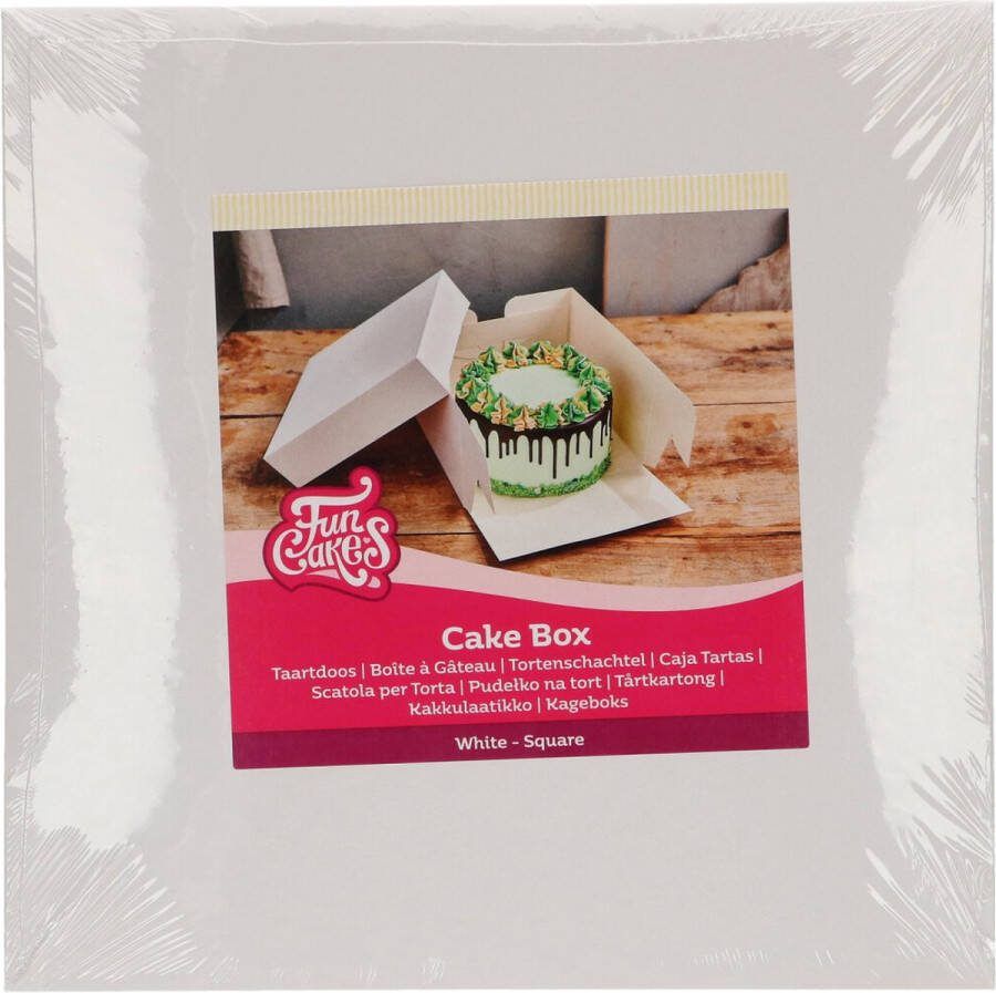 FunCakes Taartdoos met Zwanenhals en Losse Deksel Vierkant Wit 40x40x15 cm 1 Stuk