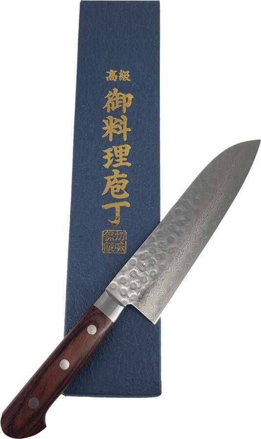 Fungus Handgemaakt Japans Santoku mes Damascus 18 cm VG10