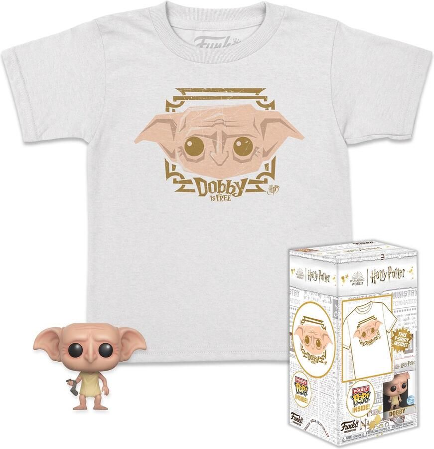 Funko Harry Potter Pocket POP! & Kids Tee Box Dobby Verzamelfiguur & Tshirt Set S Wit