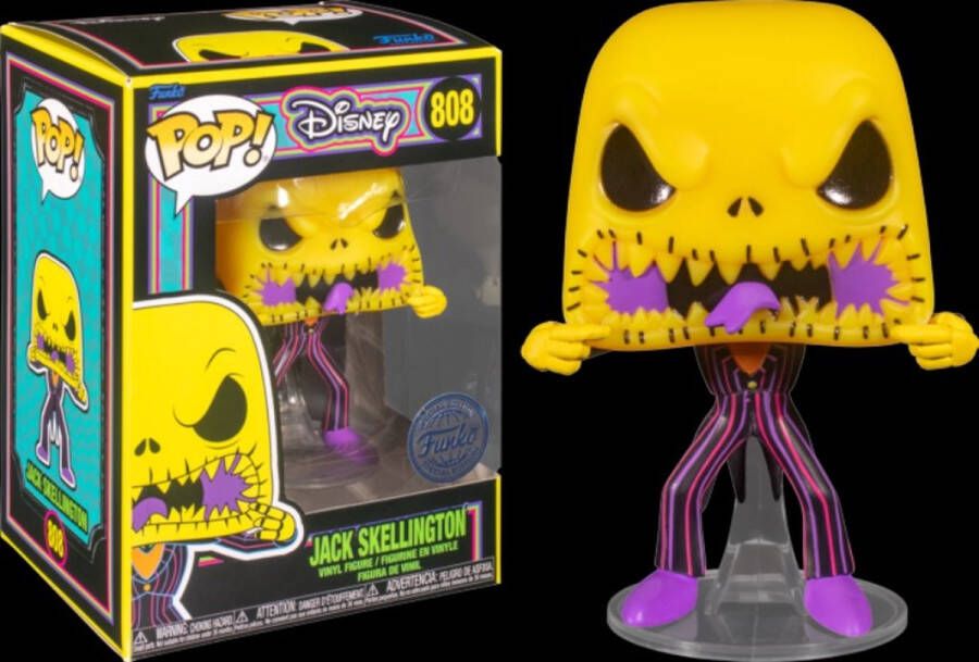 TinyTitan.be Shop Funko Scary Face Jack (Black Light) Funko Pop! Nightmare Before Christmas Figuur 9cm