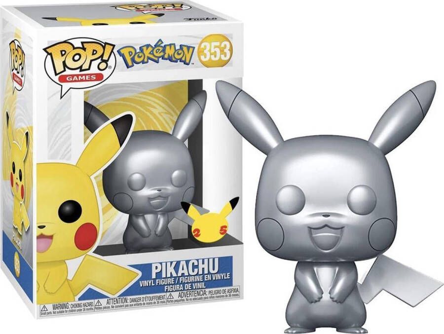 Funko Pikachu (Silver Metallic) 10 inch Pop! Games Pokemon Figuur 25cm