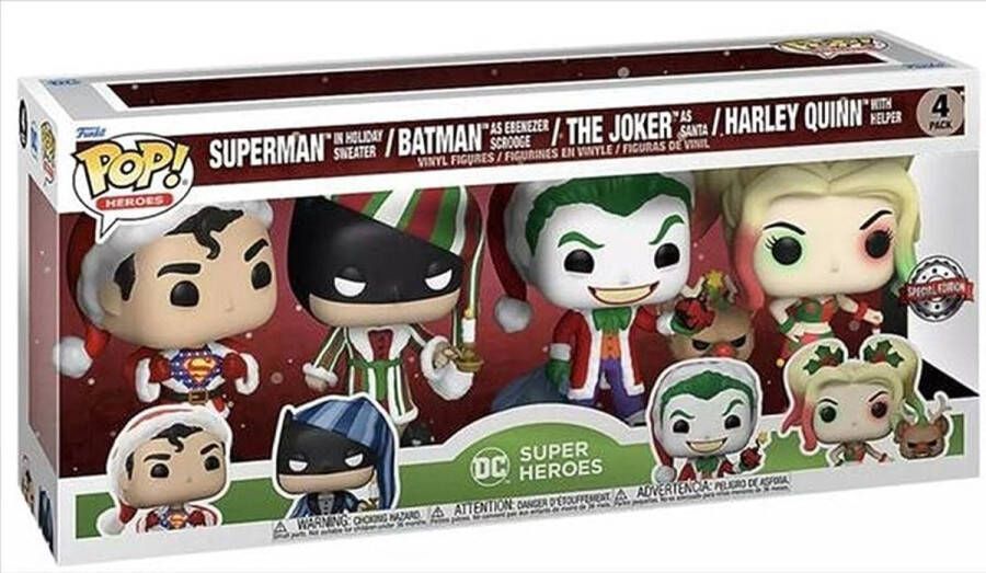 Funko Pop! DC Comics Holiday Superman Harley Quinn Joker Santa & Scrooge Batman 4-Pack Exclusive