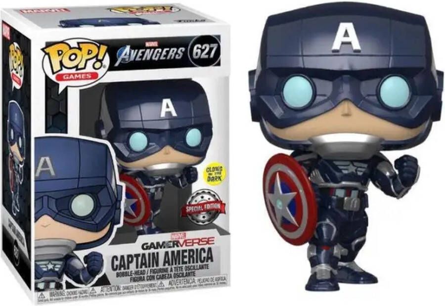 Funko POP! Games Captain America GITD #627 Marvel's Avengers GameVerse Excl